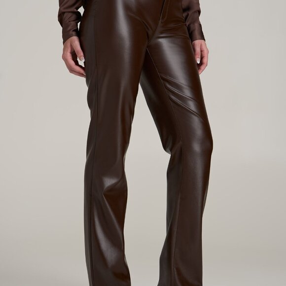 American Tall True Touch Leather Straight Leg Pants for Tall Women in Espresso S - Picture 3 of 3